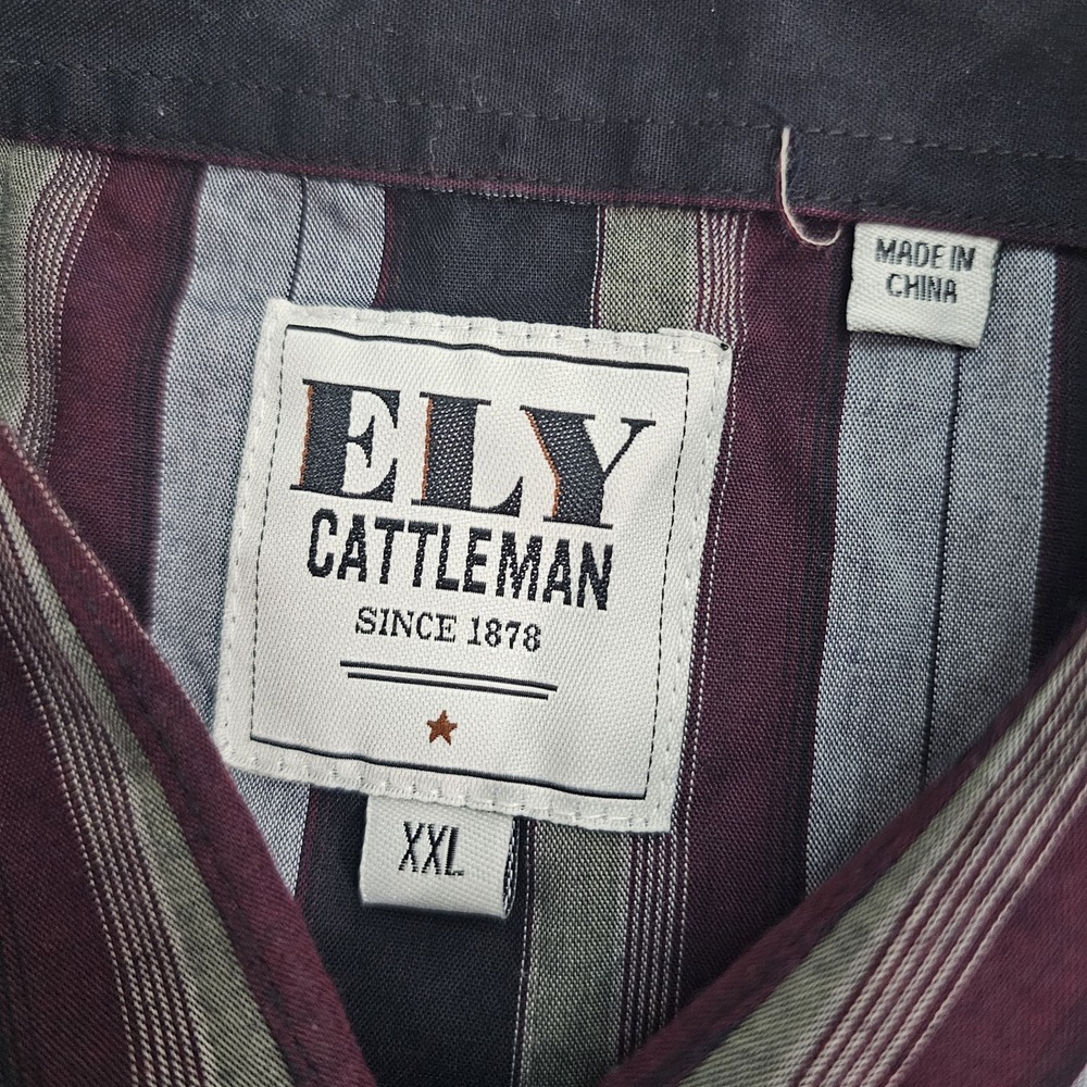 ELY Cattleman‎ Mens X XL 2XL Striped Pearl Snap Long Sleeve Shirt - Picture 4 of 7